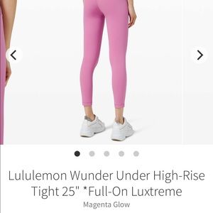 Lululemon Magenta Glow 25” Wunder Under HR